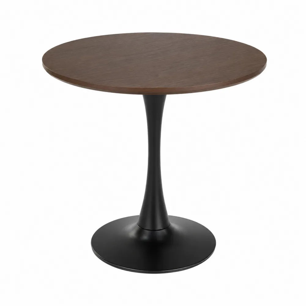 Tavolo da pranzo rotondo in legno massello e metallo verniciato nero 90 cm