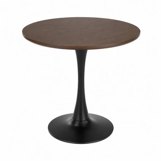 Tavolo da pranzo rotondo in legno massello e metallo verniciato nero 90 cm