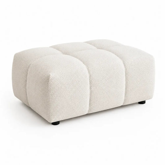 Poggiapiedi rettangolare in tessuto bouclé beige