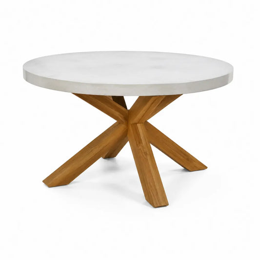 Tavolo rotondo in cemento e legno di teak Ø120 cm