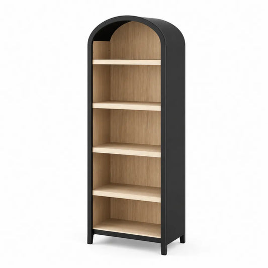 Libreria a 5 ripiani in MDF e metallo nero